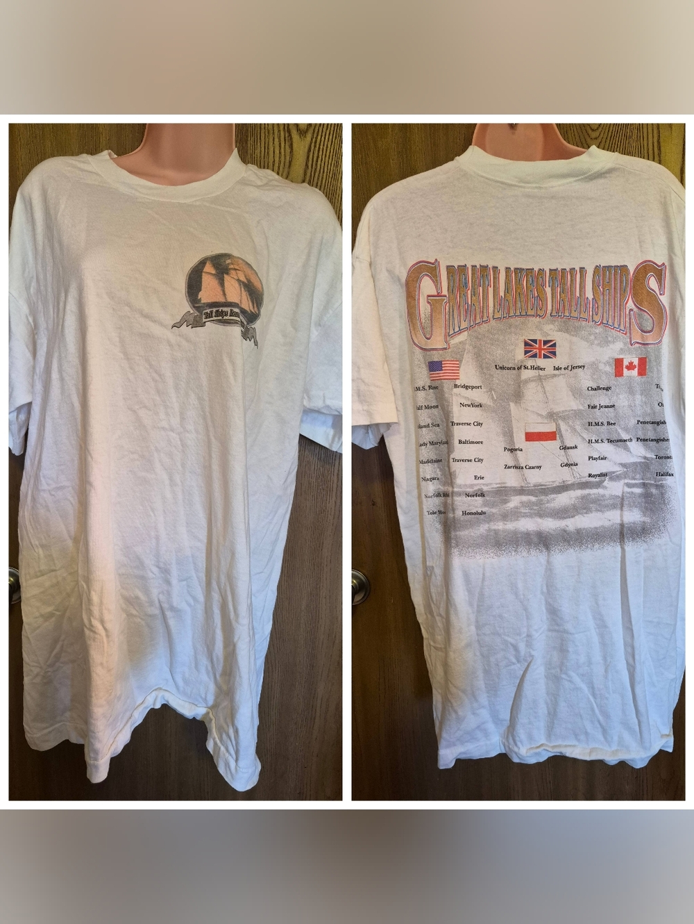 Vintage Great Lakes Tall Ships Rendezvous Single Stitch  T Shirt XL  Nautical